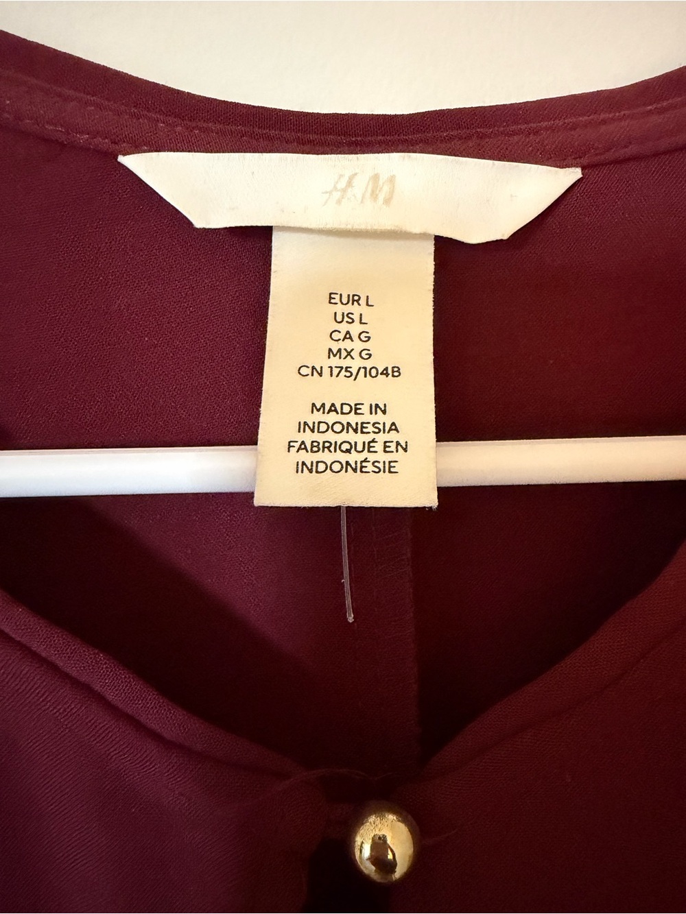 H&M Maroon Button-Detail Blouse